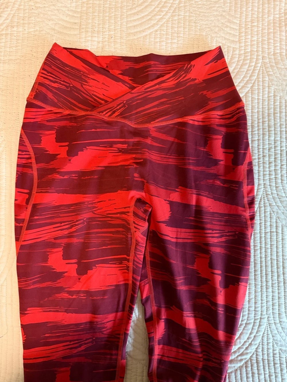 Alphalete Scarlet & Burgundy Patterned High-Rise Leggings - Picture 2 of 4